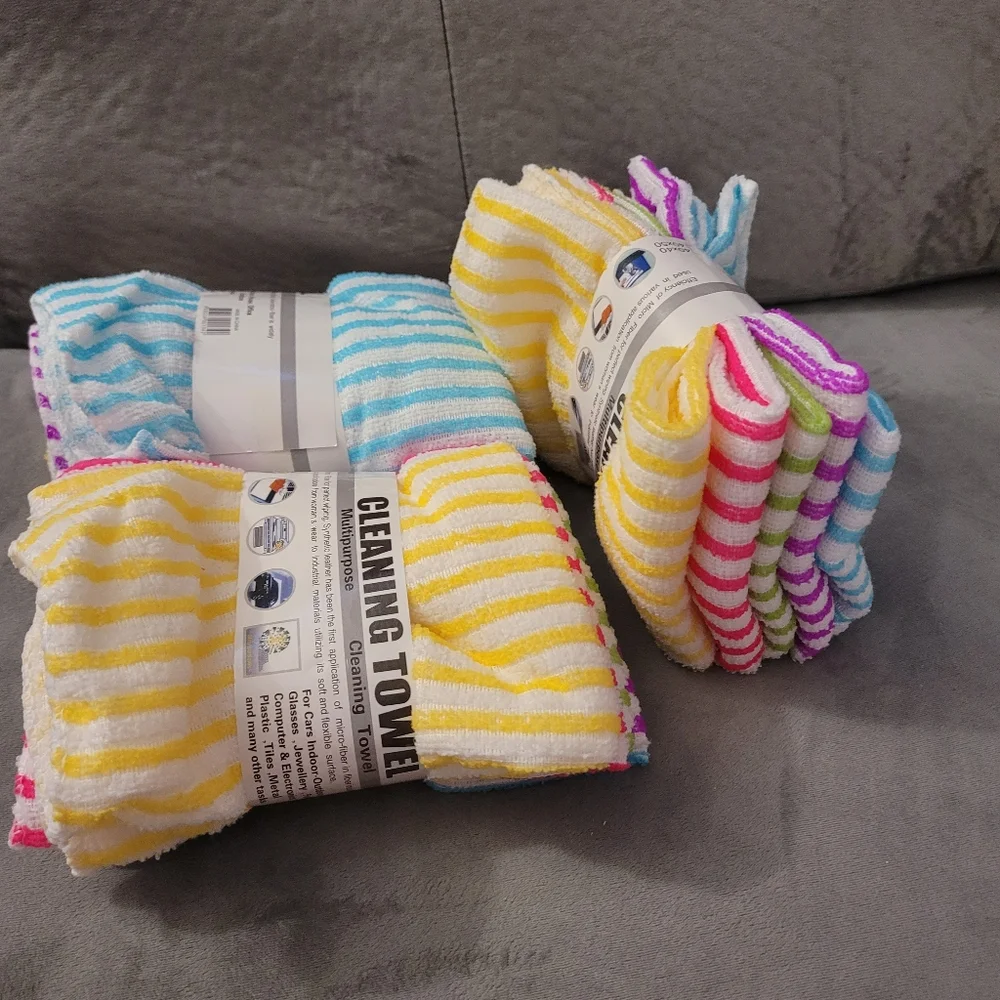 Colorful Striped Cleaning All Purpose Microfiber Towels Set